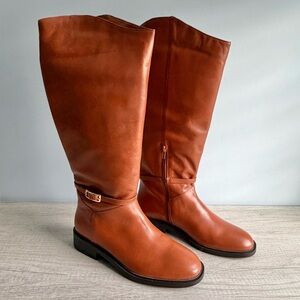 AREZZO Women’s Roast Caramel Mckenna 40MM Buckled Leather Knee-High Boots Size 9
